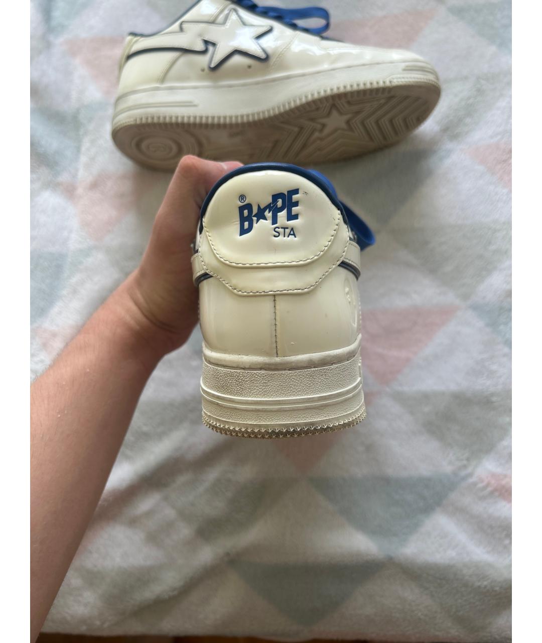 BAPE Белые кроссовки из лакированной кожи, фото 3