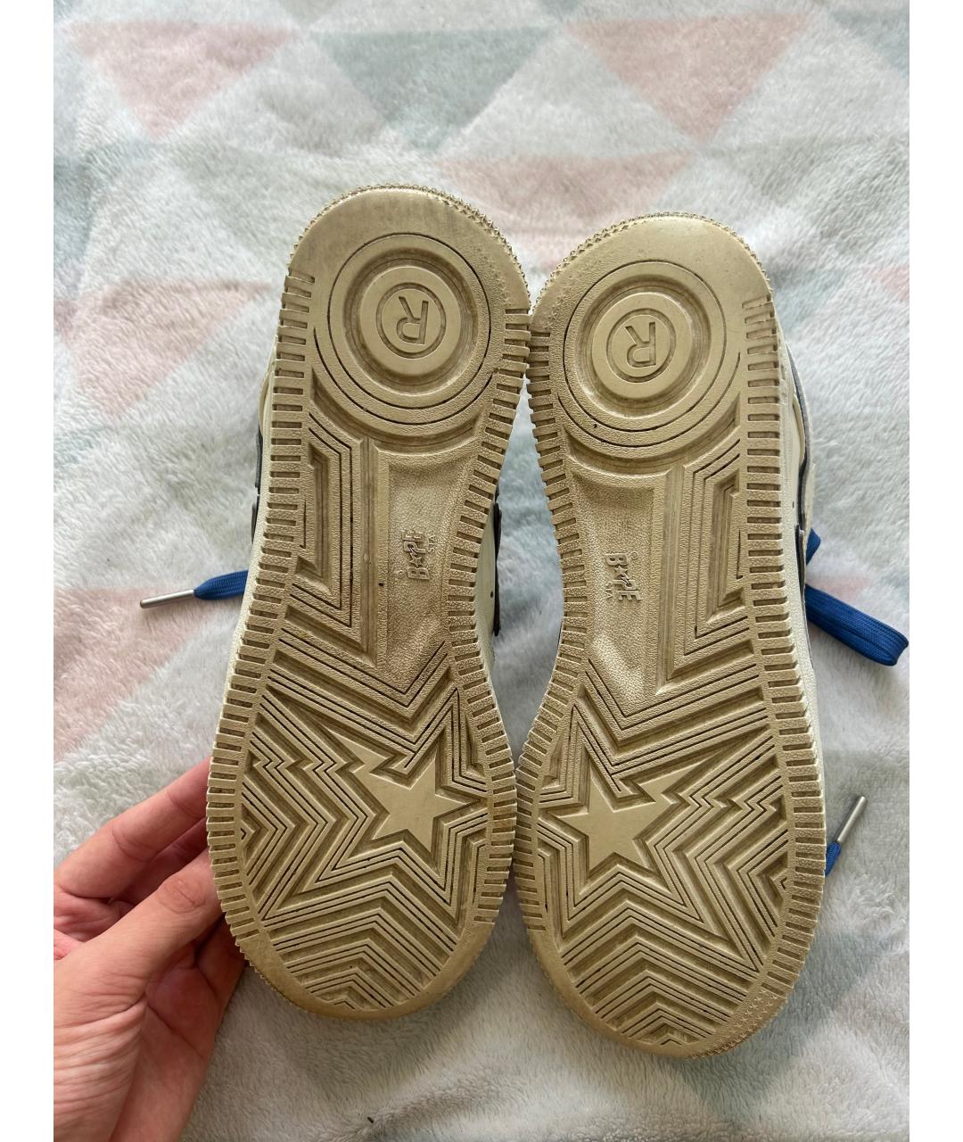 BAPE Белые кроссовки из лакированной кожи, фото 5