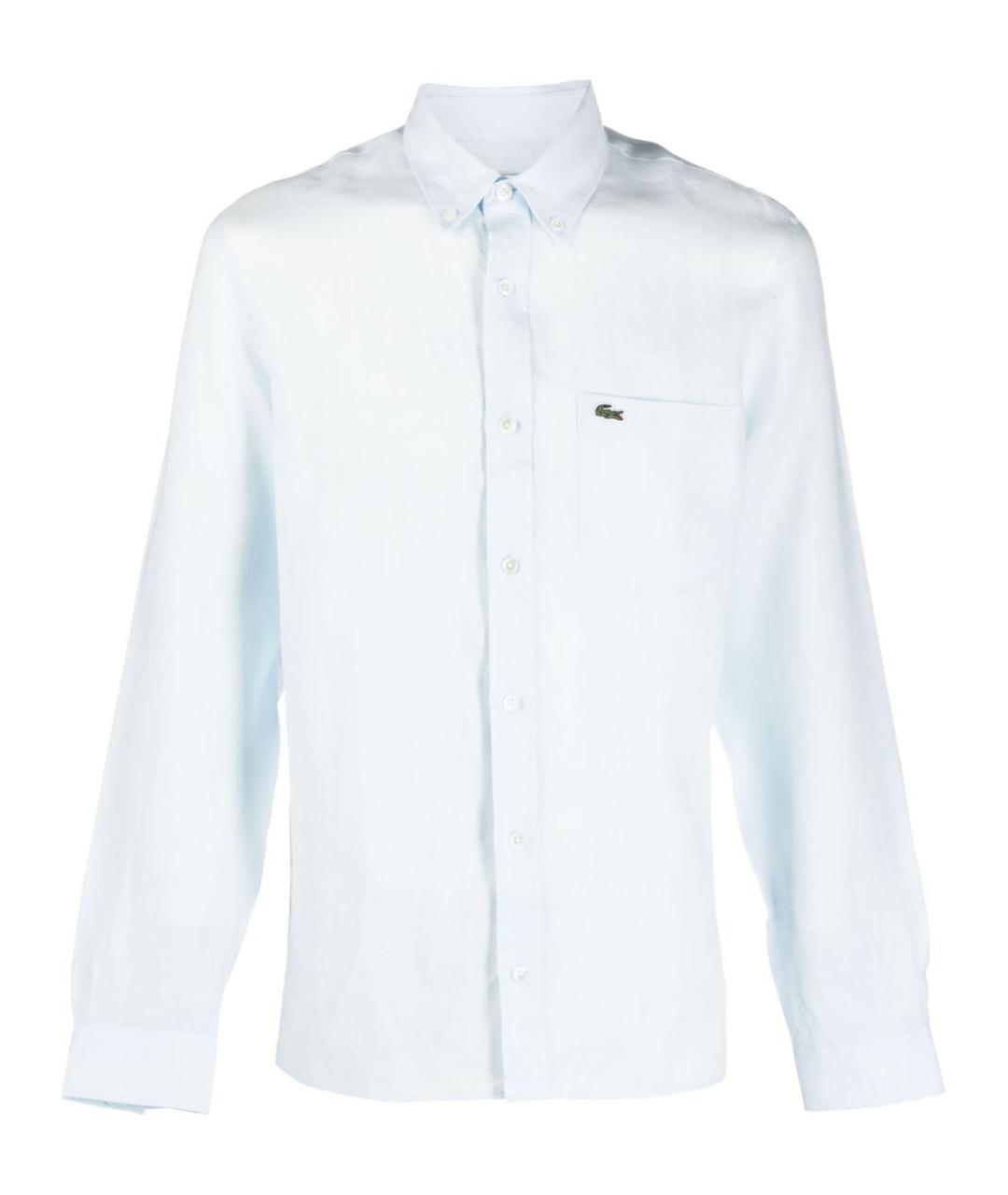 LACOSTE Голубая хлопковая кэжуал рубашка, фото 3