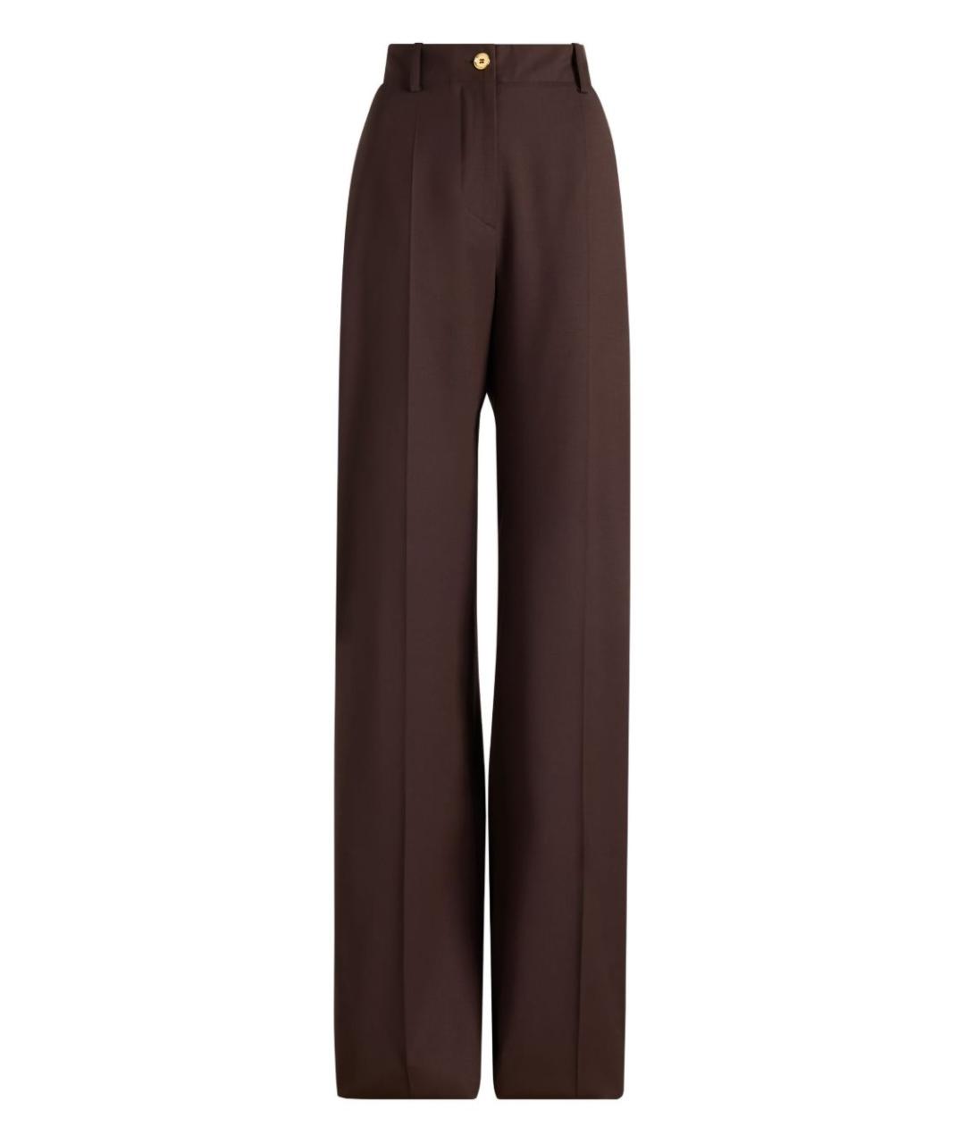 PATOU Коричневые шерстяные прямые брюки, фото 1