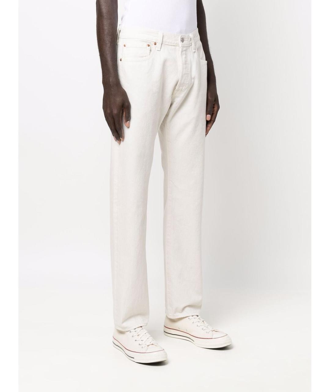 LEVI'S Белые хлопковые прямые джинсы, фото 3