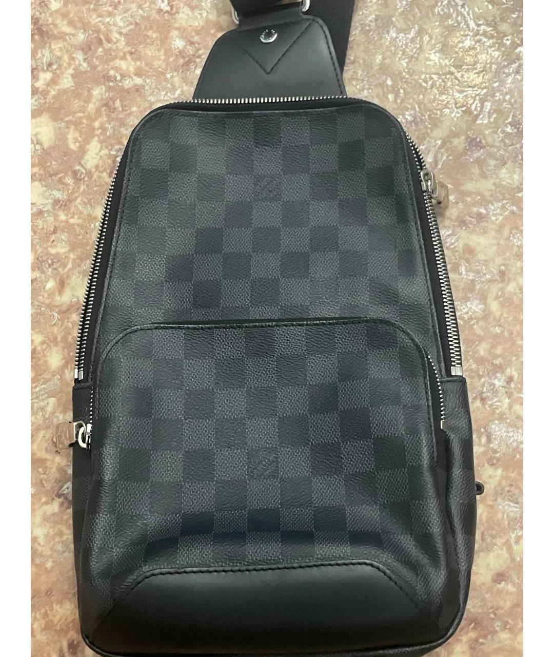 LOUIS VUITTON Черная кожаная сумка на плечо, фото 5