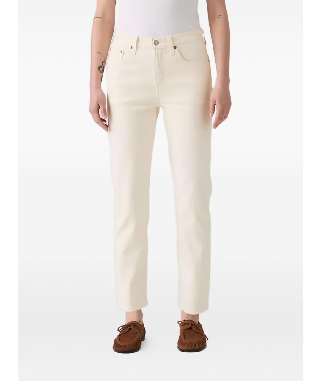 LEVI'S Бежевые хлопковые прямые джинсы, фото 4