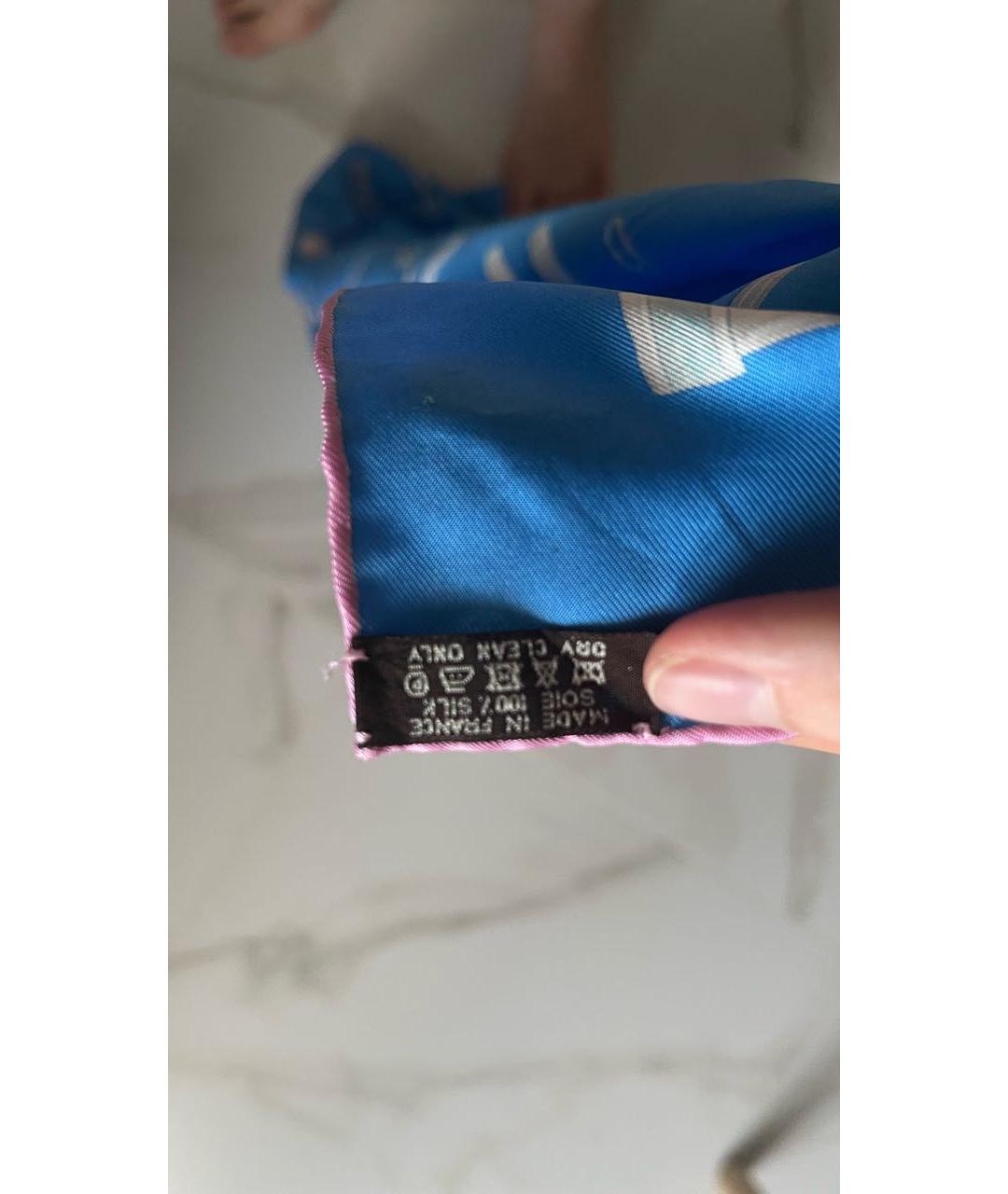 HERMES Синий шелковый платок, фото 2