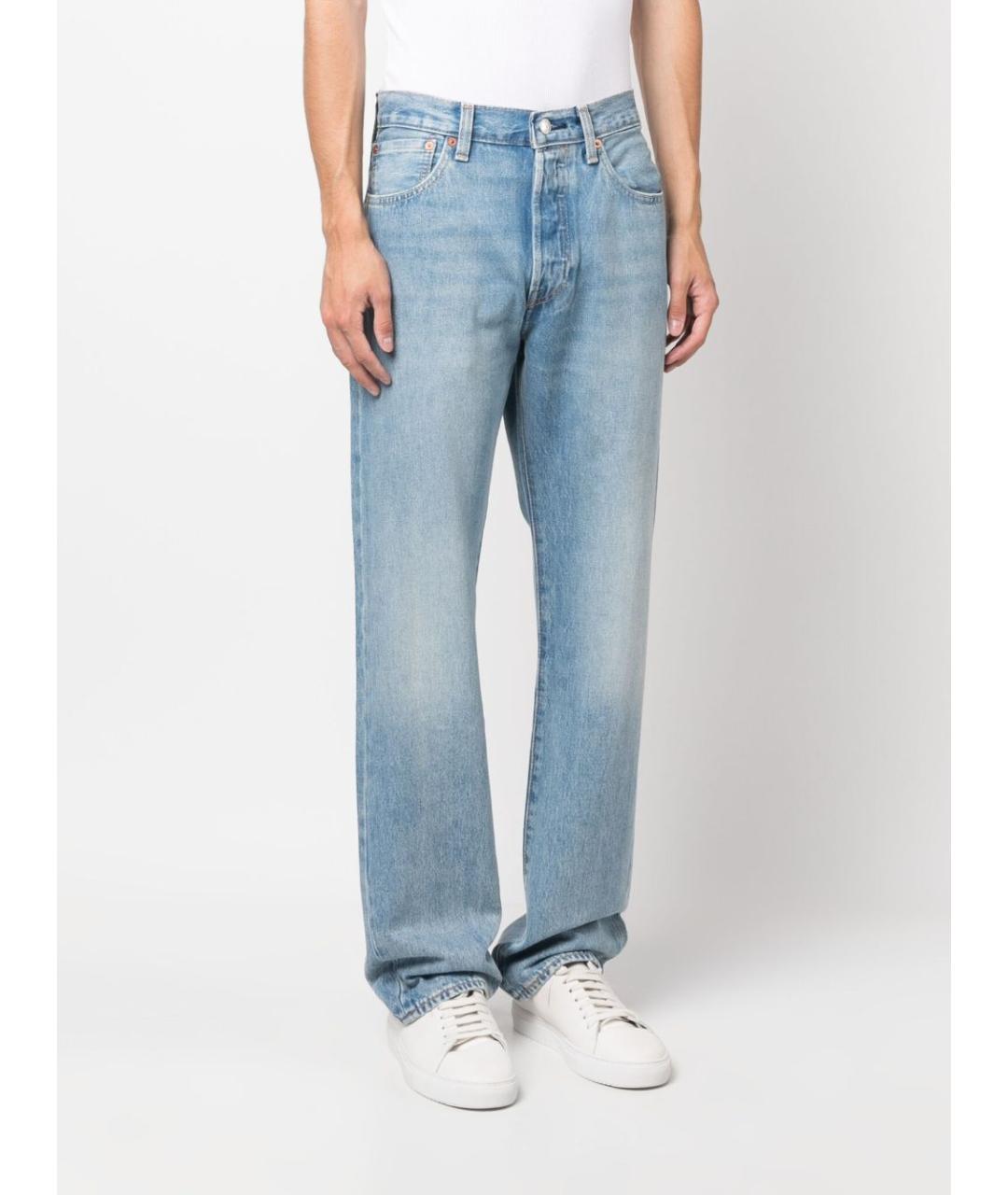 LEVI'S Голубые хлопковые прямые джинсы, фото 2
