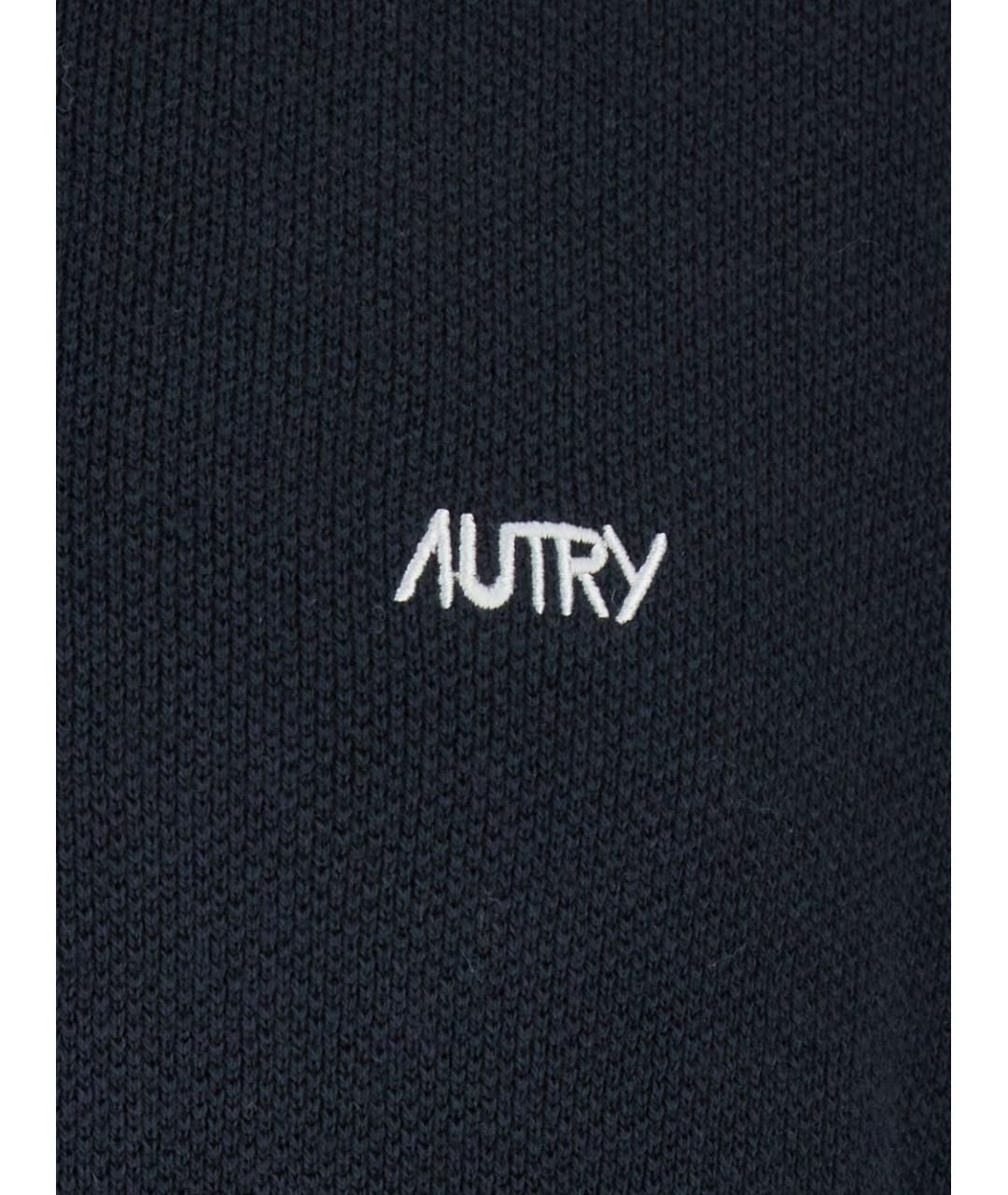 AUTRY Темно-синее хлопко-шерстяное поло с длинным рукавом, фото 3