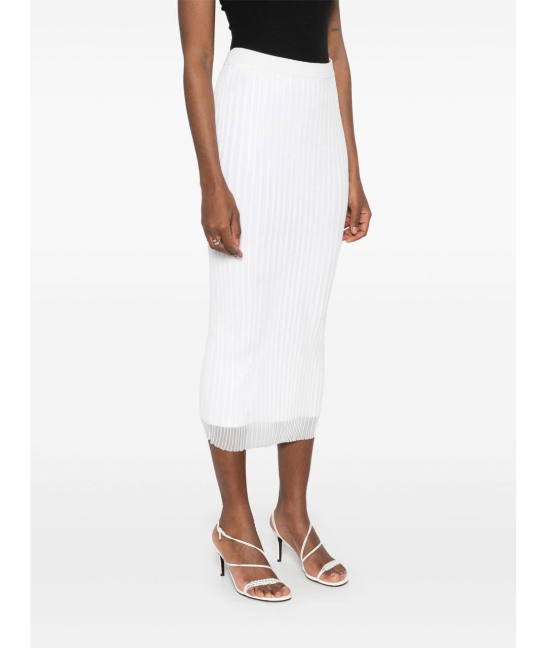 SPORTMAX Белая полиэстеровая юбка миди, фото 4