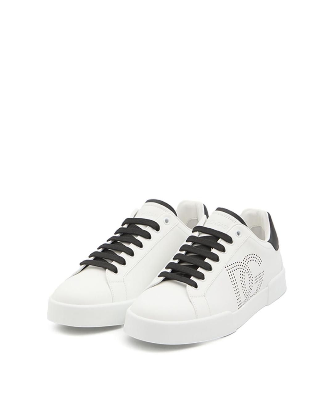 DOLCE&GABBANA Белые кожаные низкие кроссовки / кеды, фото 2