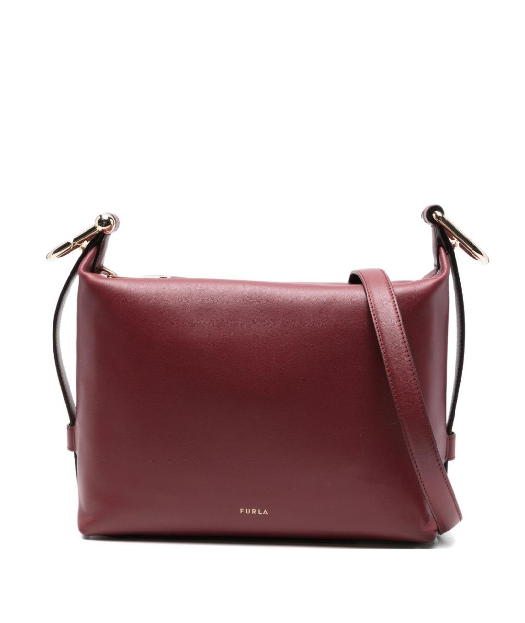 FURLA Бордовая кожаная сумка через плечо, фото 1