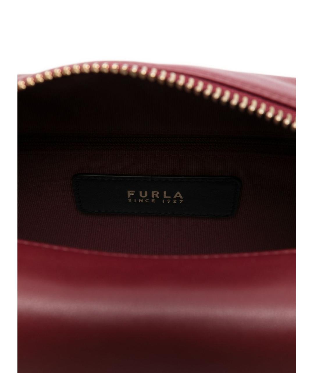 FURLA Бордовая кожаная сумка через плечо, фото 4