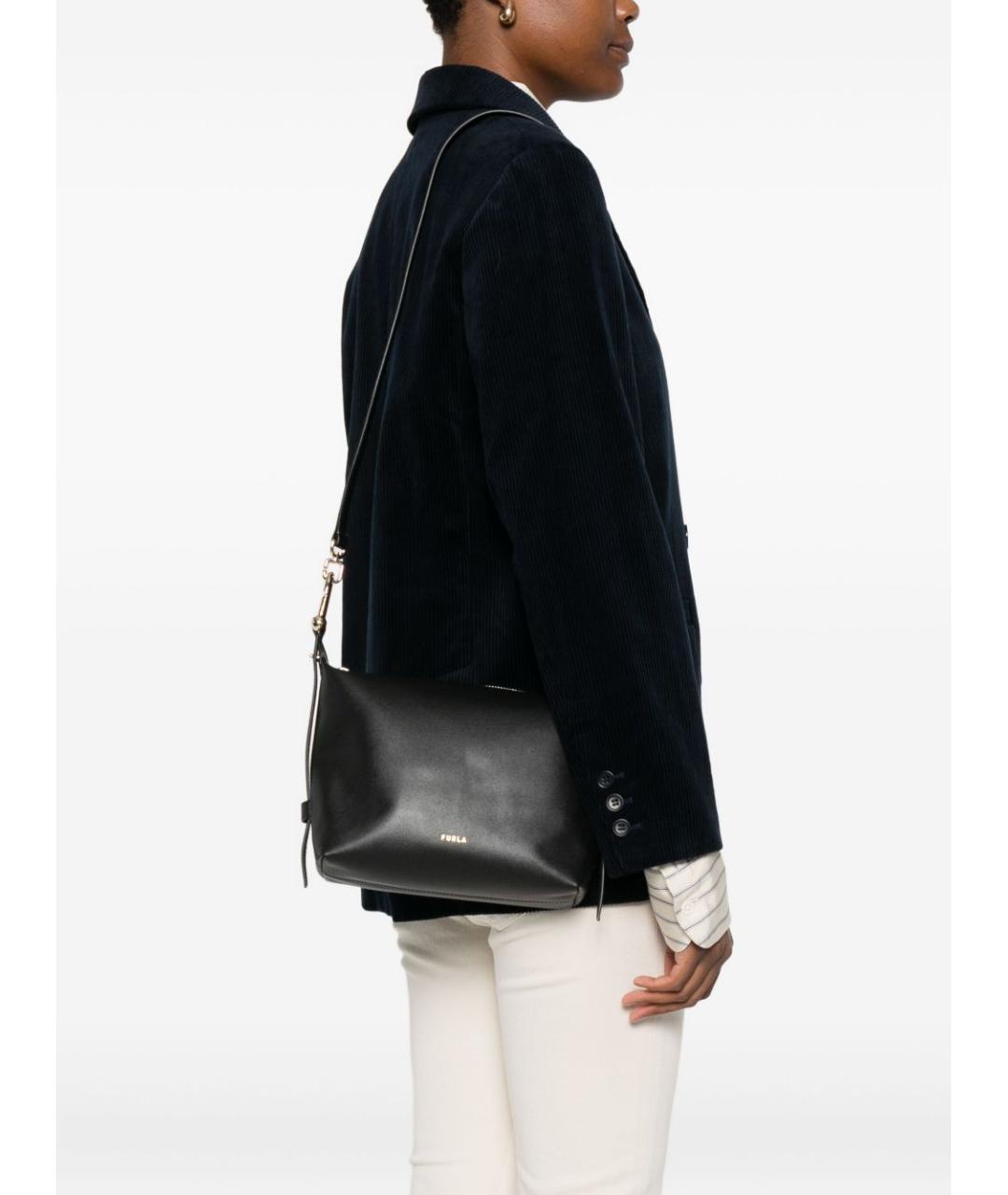 FURLA Черная кожаная сумка тоут, фото 3