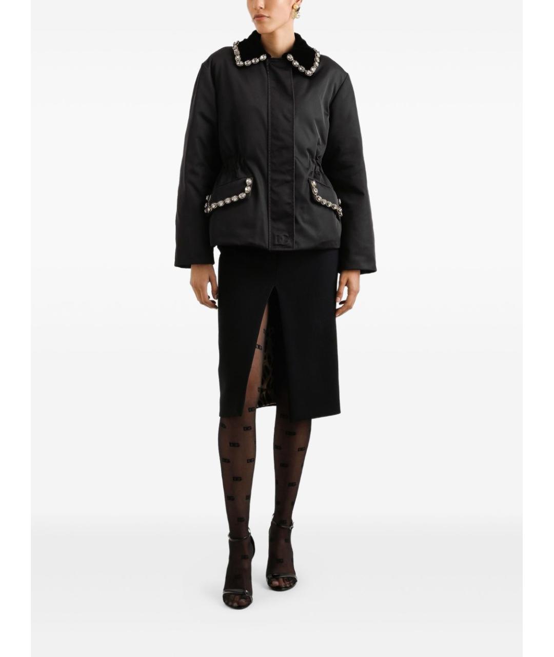 DOLCE&GABBANA Черная шерстяная юбка миди, фото 2