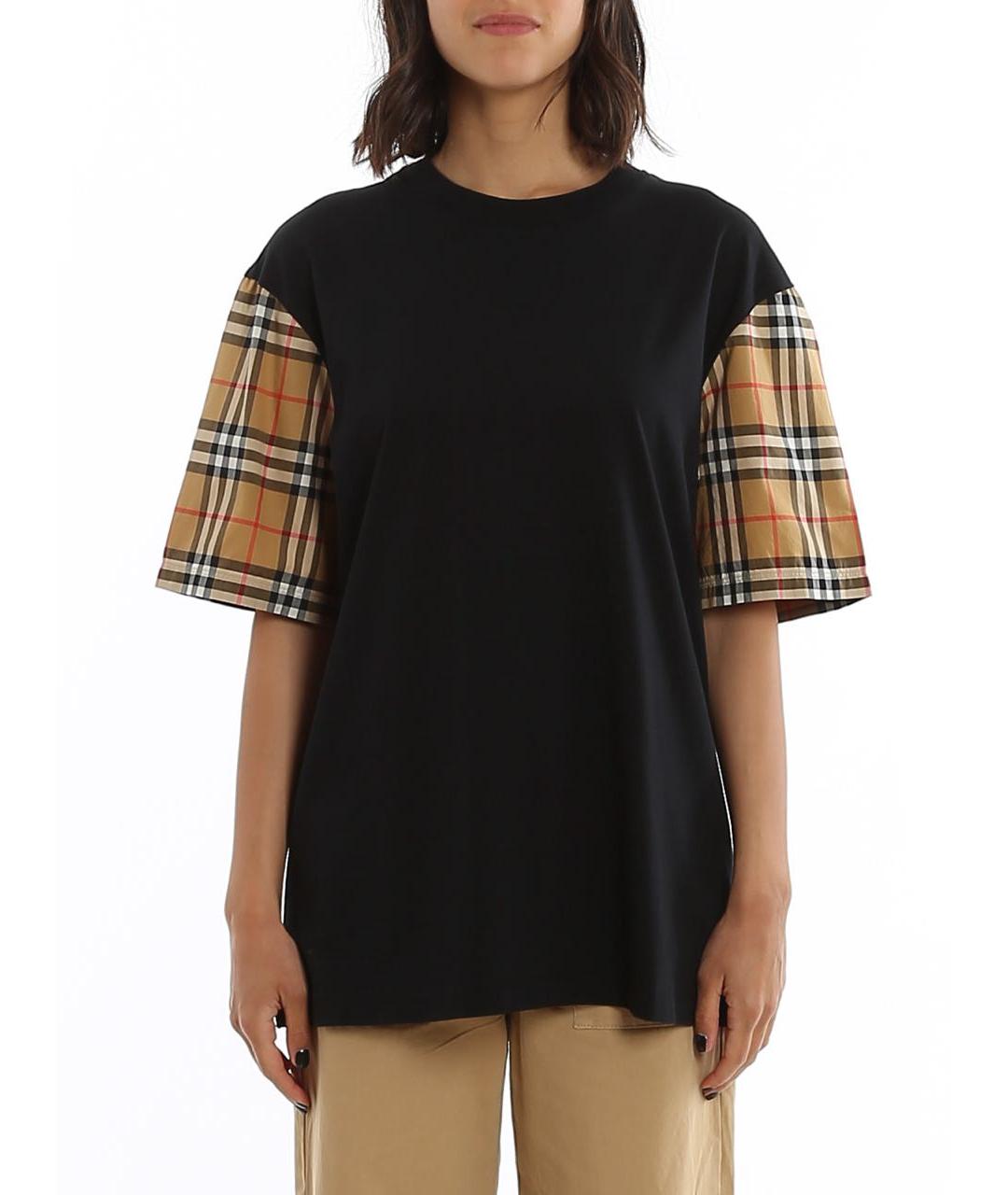 BURBERRY Черная хлопковая футболка, фото 2
