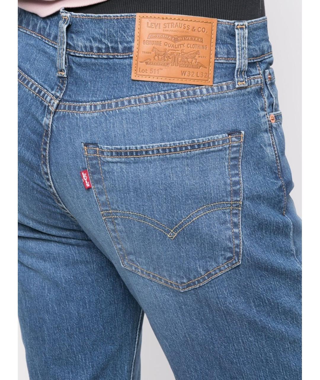 LEVI'S Синие хлопко-эластановые прямые джинсы, фото 2