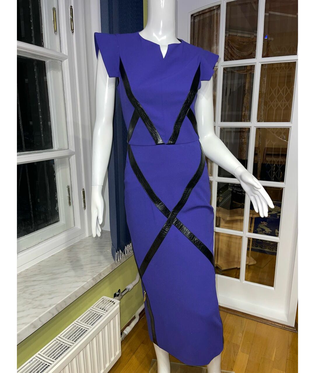ESTER ABNER Фиолетовое шерстяное коктейльное платье, фото 9