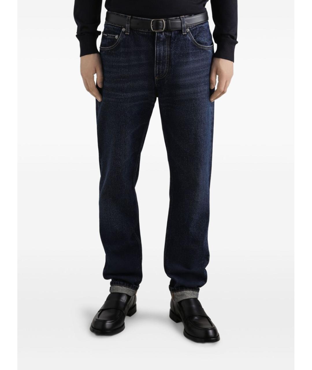 DOLCE&GABBANA Темно-синие хлопковые прямые джинсы, фото 3