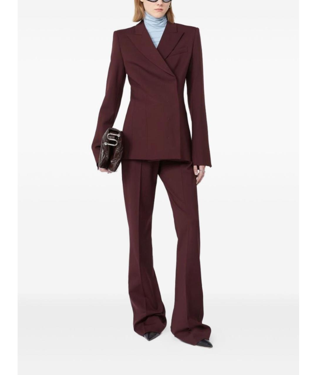 SPORTMAX Бордовые шерстяные брюки узкие, фото 4