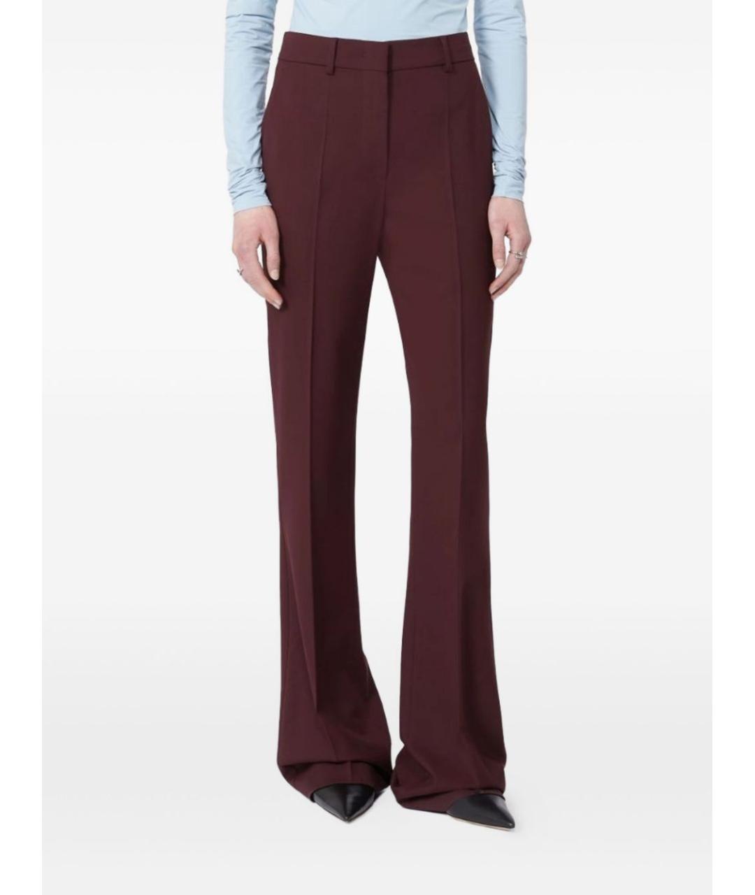 SPORTMAX Бордовые шерстяные брюки узкие, фото 2