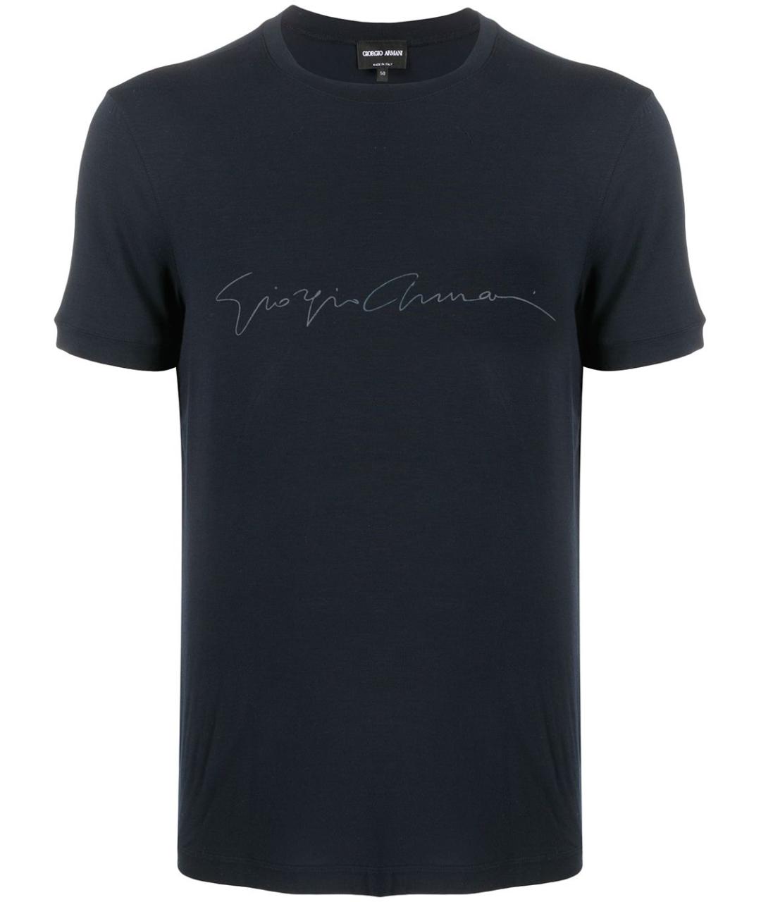 GIORGIO ARMANI Темно-синяя хлопковая футболка, фото 1