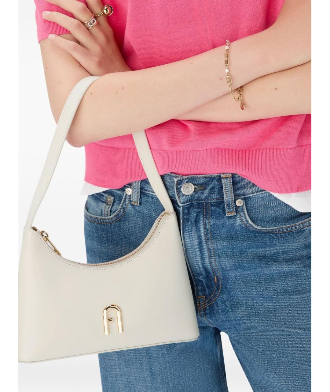 FURLA Белая кожаная сумка через плечо, фото 3