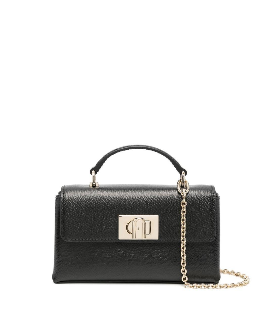 FURLA Черная кожаная сумка через плечо, фото 1