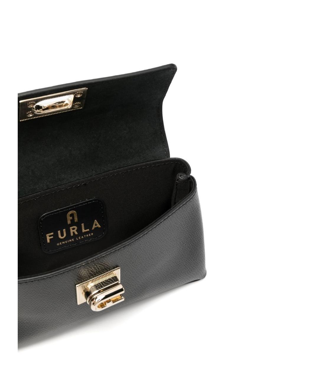 FURLA Черная кожаная сумка через плечо, фото 4
