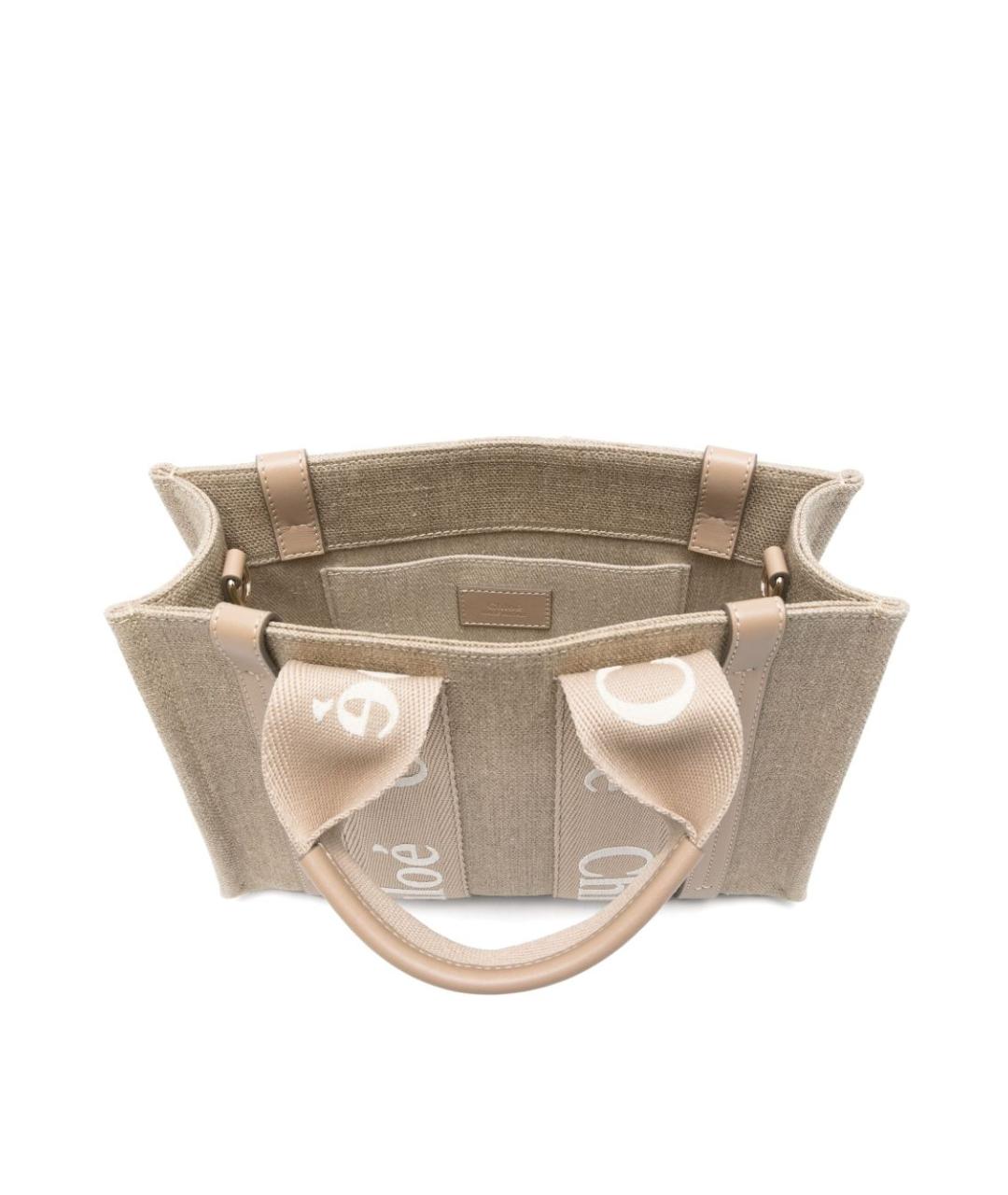 CHLOE Бежевая льняная сумка тоут, фото 2