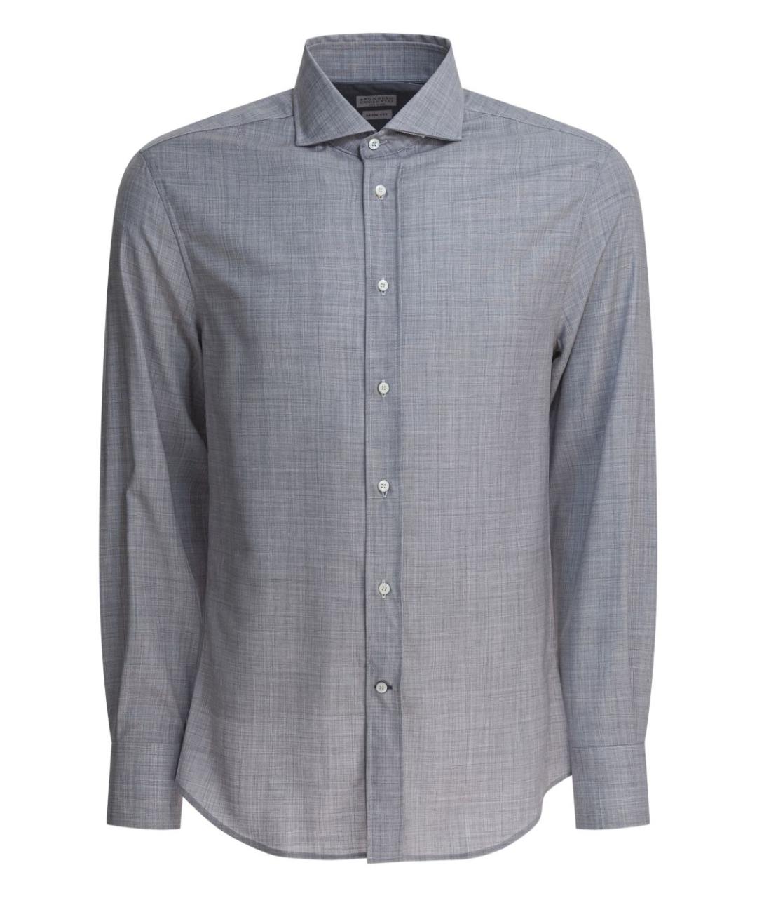 BRUNELLO CUCINELLI Серая шерстяная классическая рубашка, фото 1