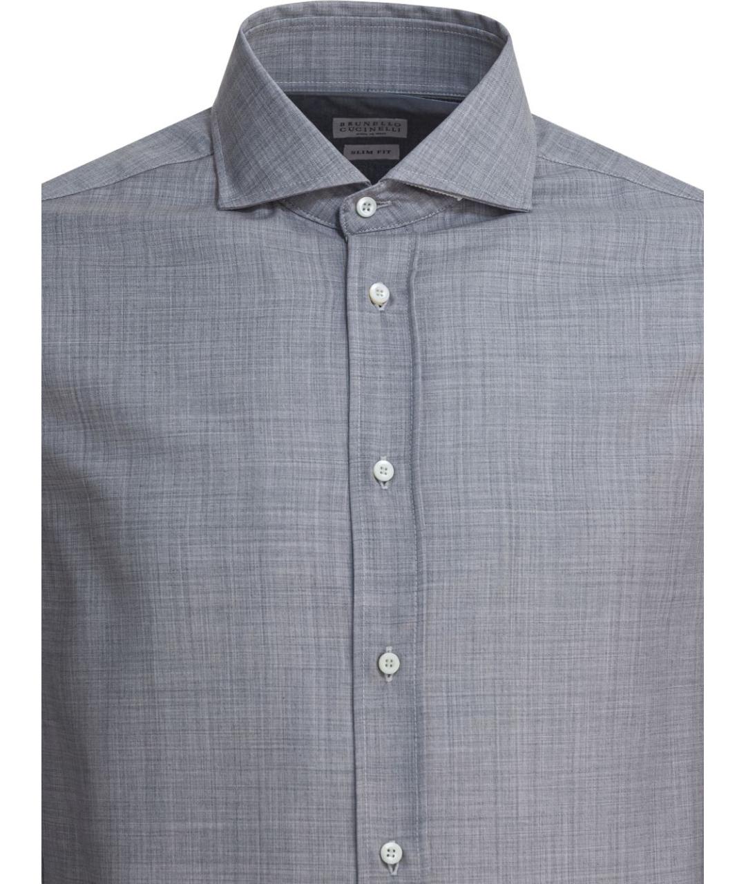 BRUNELLO CUCINELLI Серая шерстяная классическая рубашка, фото 2