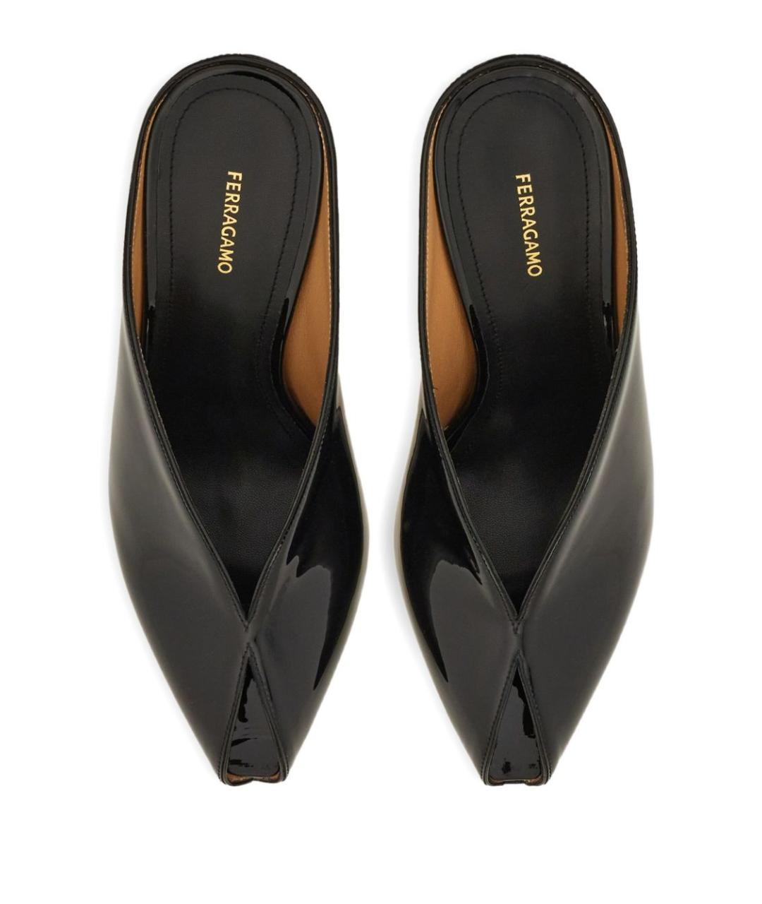 FERRAGAMO Черные мюли из лакированной кожи, фото 3