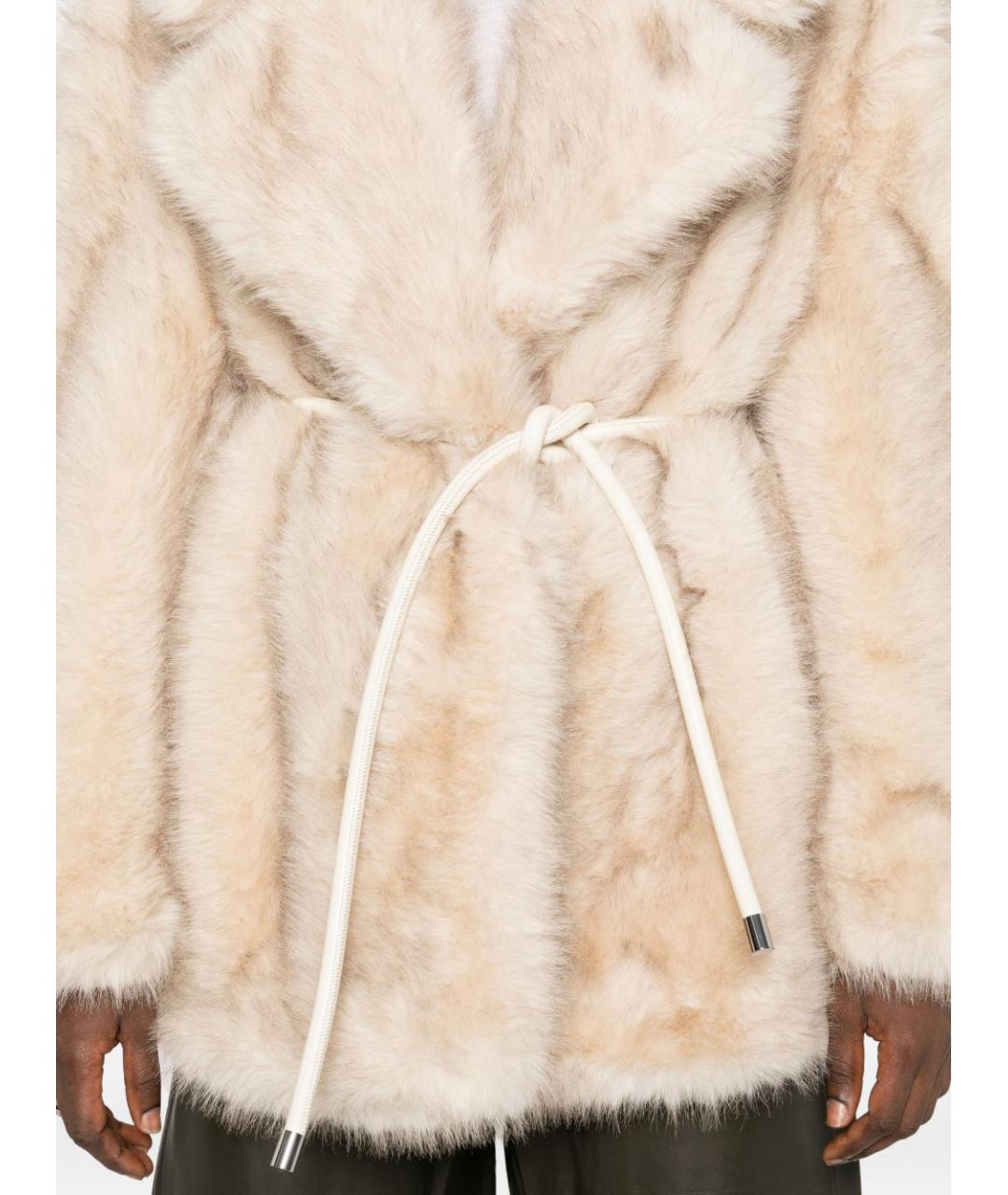 SPORTMAX Бежевая полиэстеровая шуба, фото 4