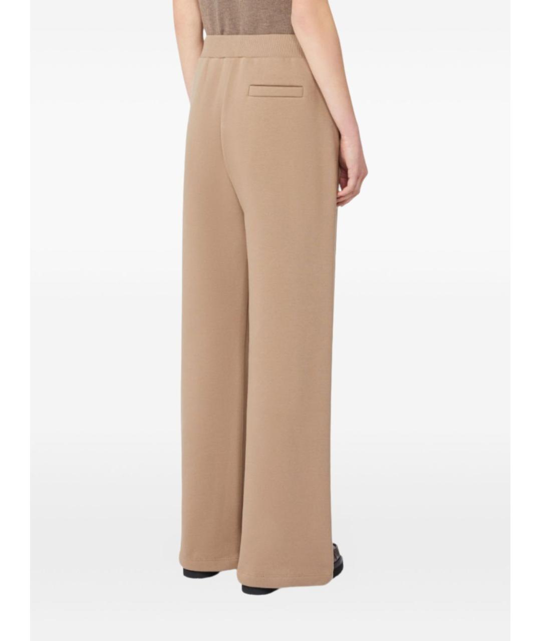 'S MAX MARA Бежевые хлопко-эластановые прямые брюки, фото 3