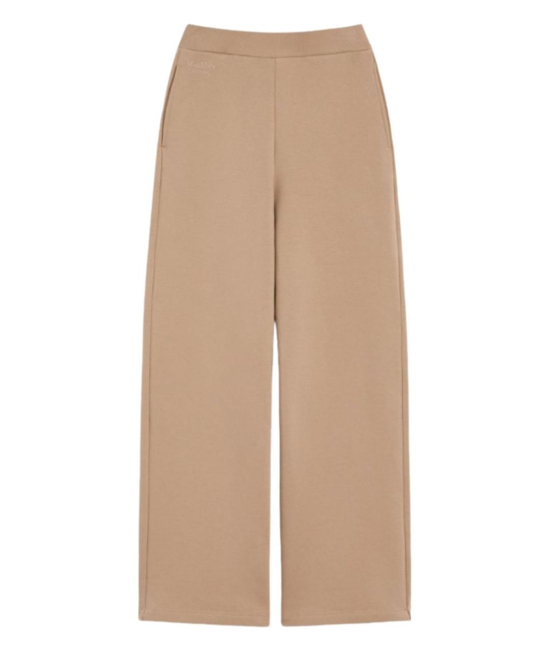 'S MAX MARA Бежевые хлопко-эластановые прямые брюки, фото 1