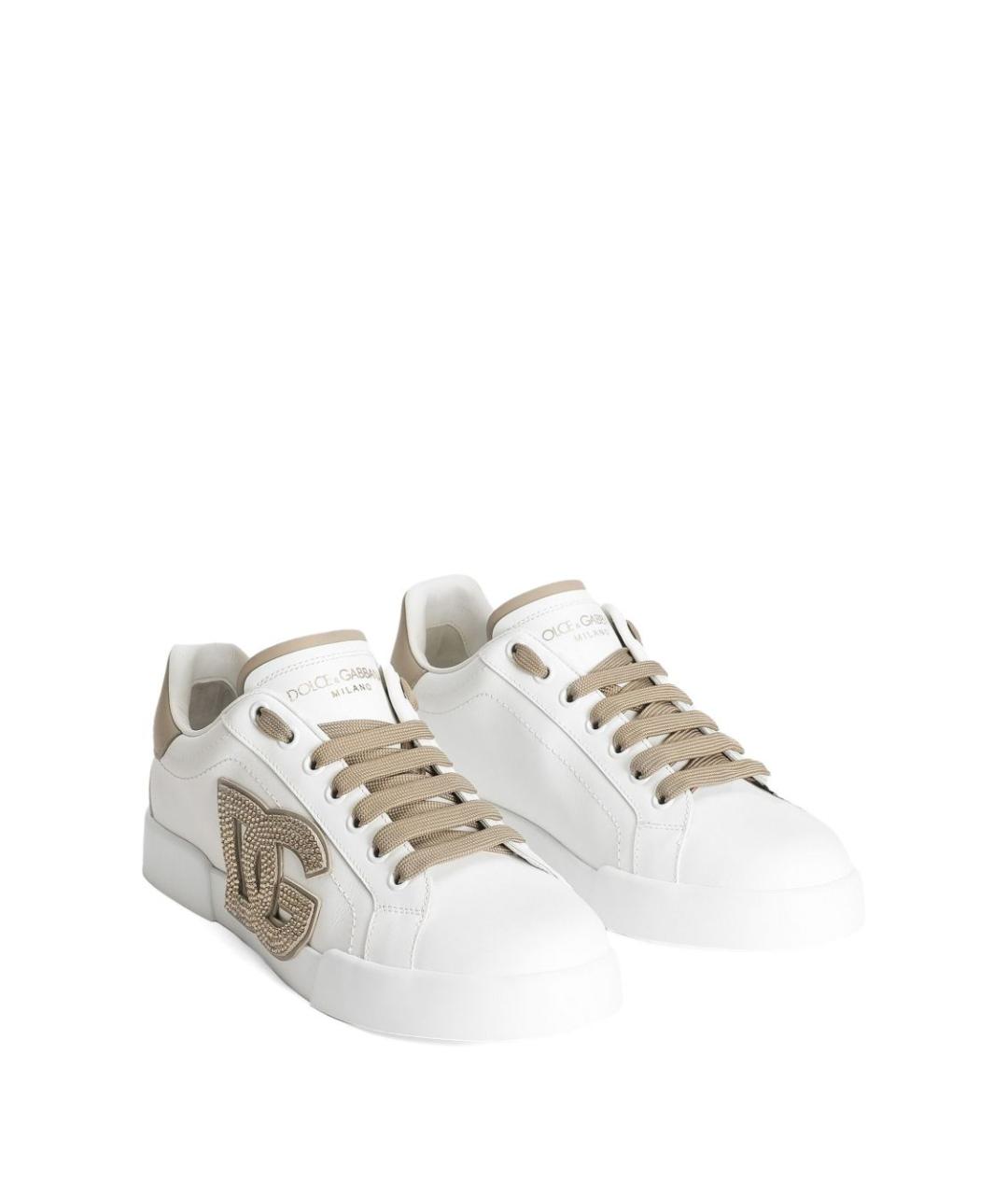 DOLCE&GABBANA Белые кожаные кеды, фото 2