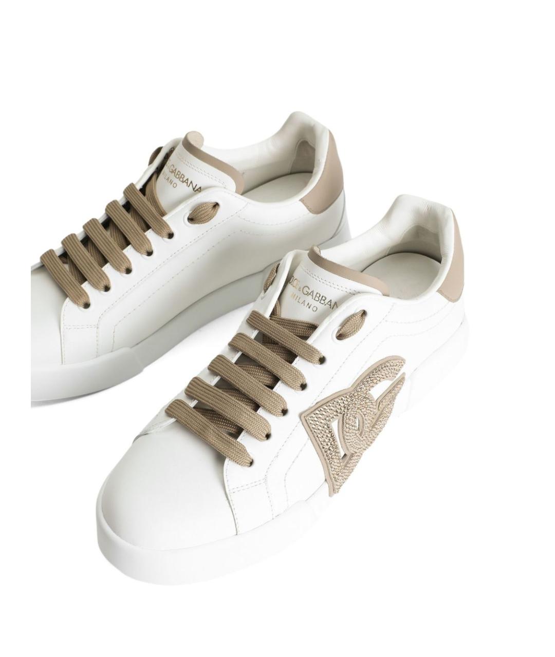 DOLCE&GABBANA Белые кожаные кеды, фото 4