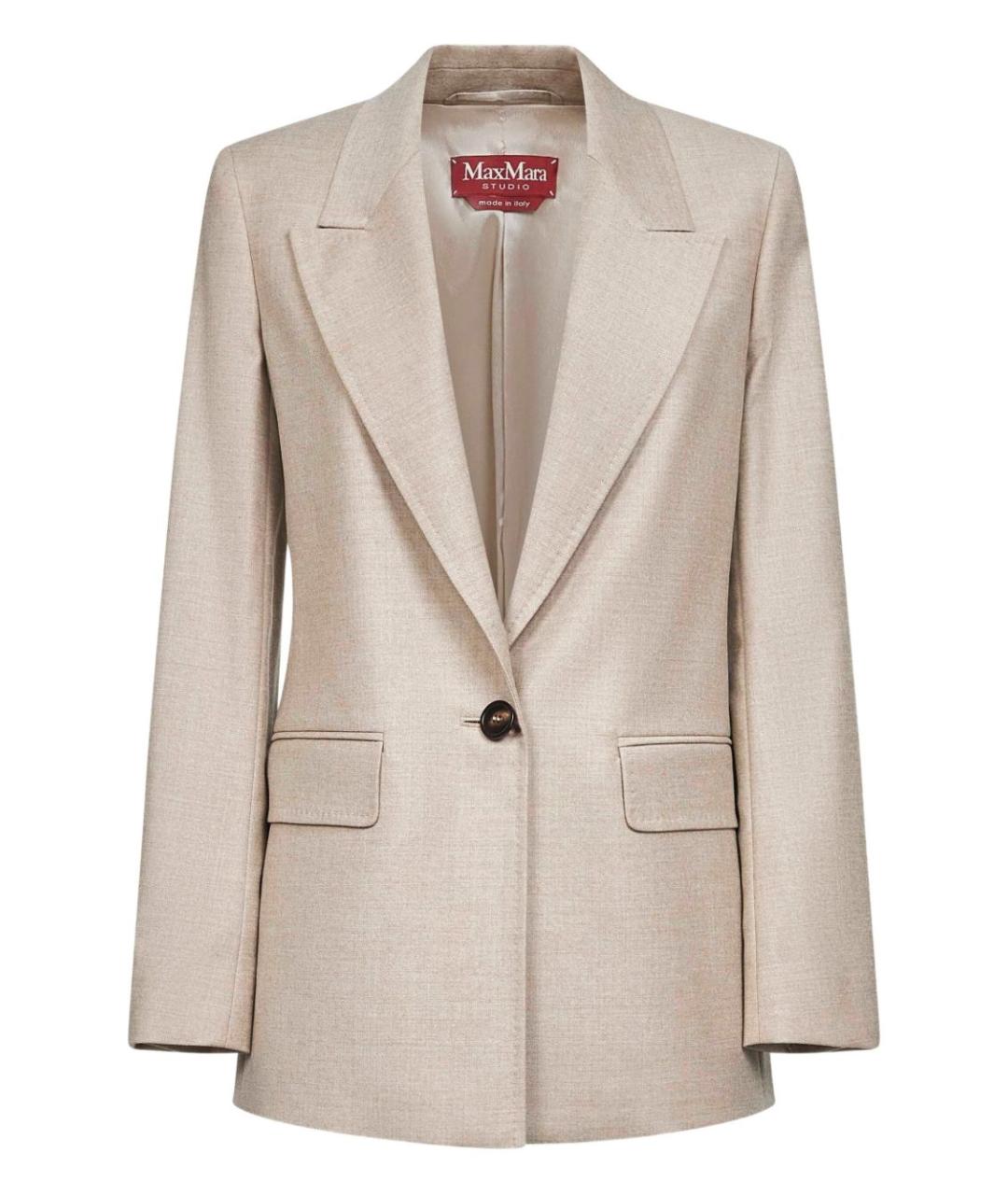 MAX MARA Бежевый шерстяной жакет/пиджак, фото 1