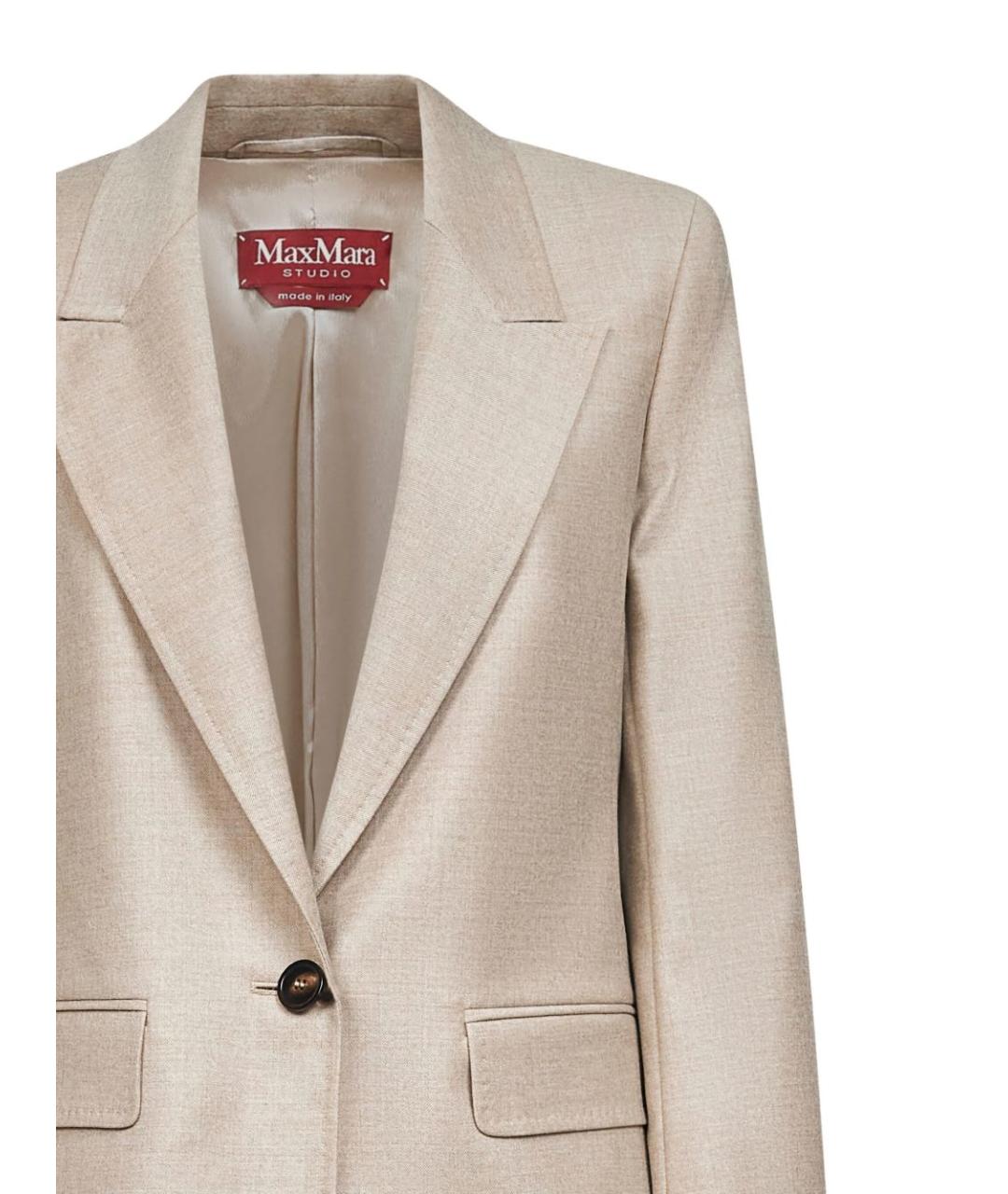 MAX MARA Бежевый шерстяной жакет/пиджак, фото 2