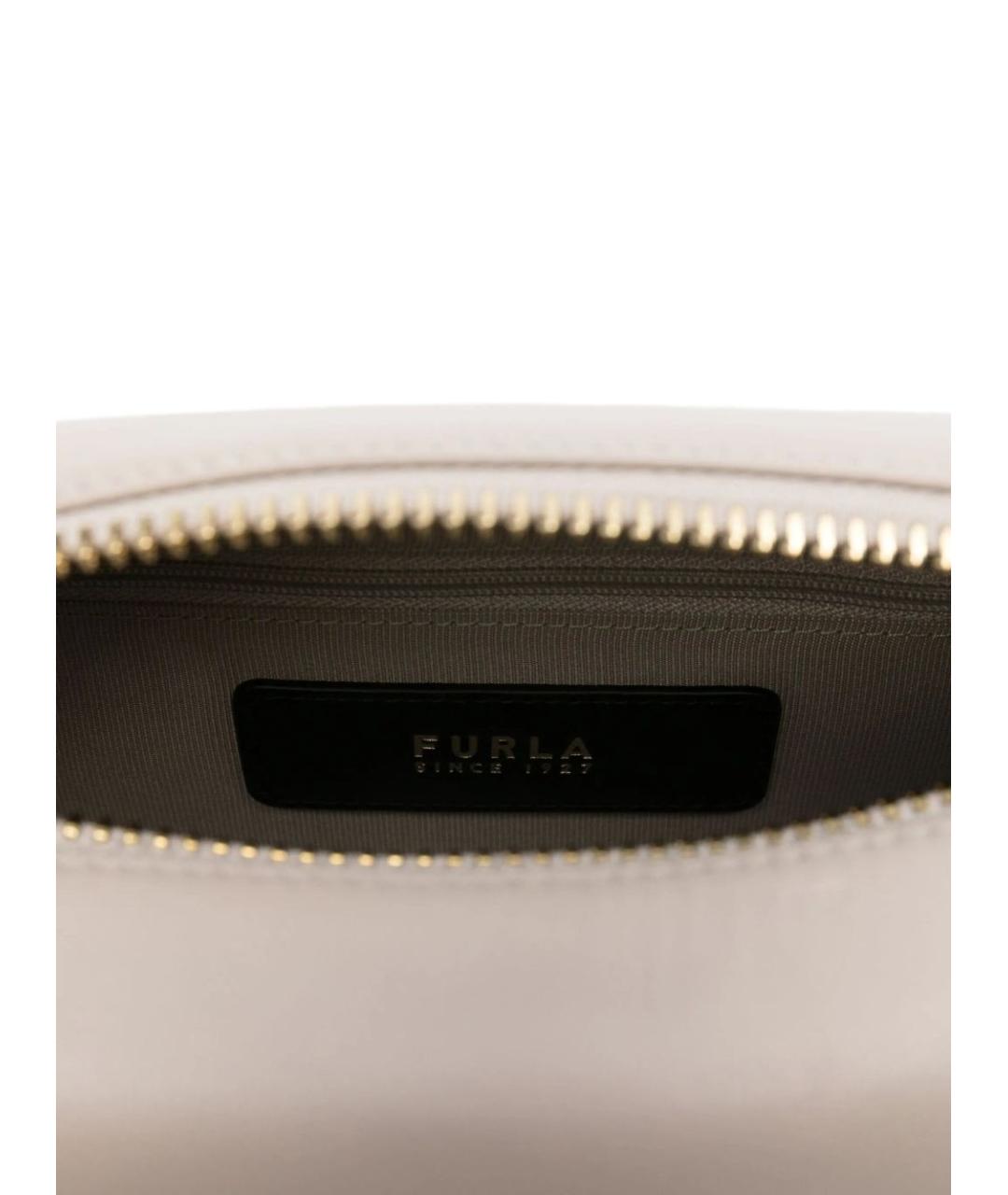 FURLA Бежевая кожаная сумка через плечо, фото 4