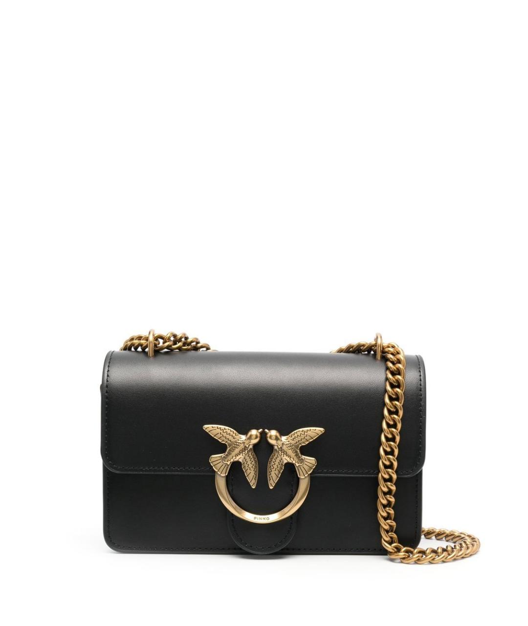 PINKO Черная кожаная сумка через плечо, фото 1