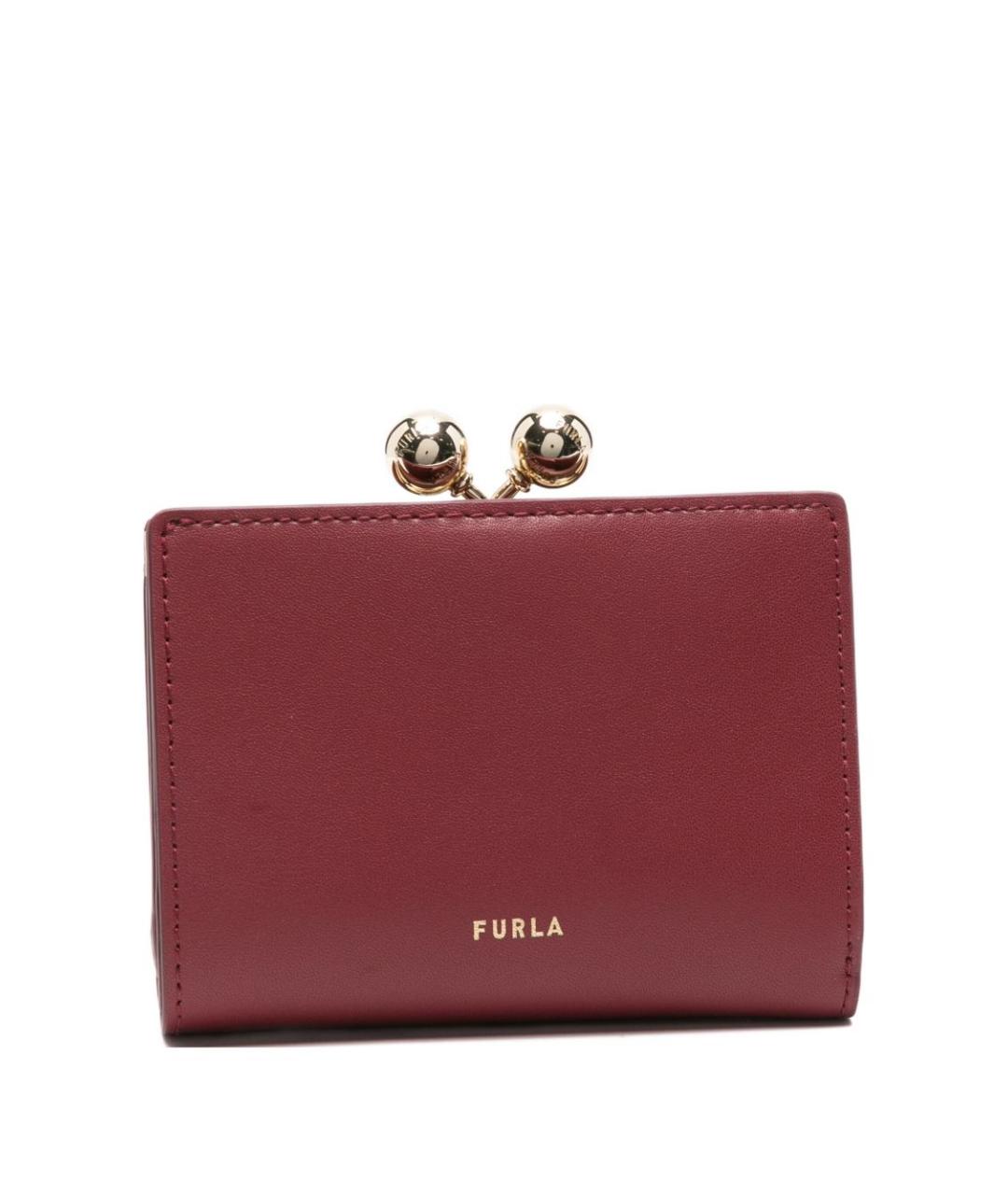 FURLA Бордовый кожаный кошелек, фото 1