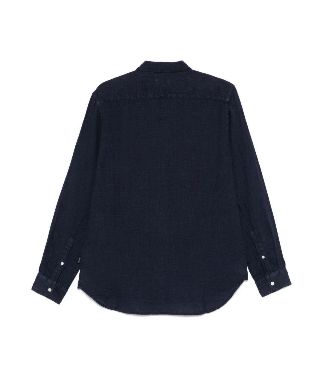 WOOLRICH Темно-синяя льняная кэжуал рубашка, фото 2
