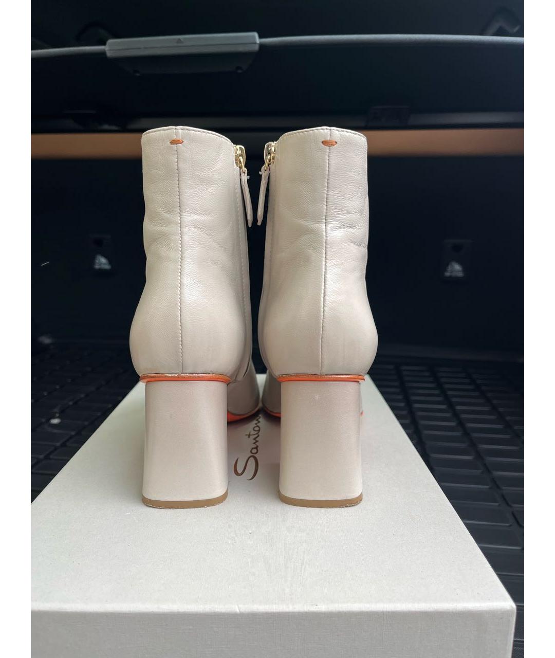 SANTONI Бежевые кожаные ботильоны, фото 3