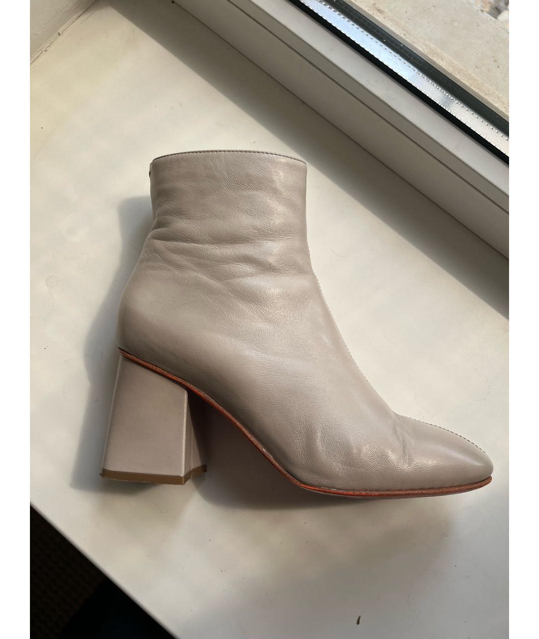 SANTONI Бежевые кожаные ботильоны, фото 5