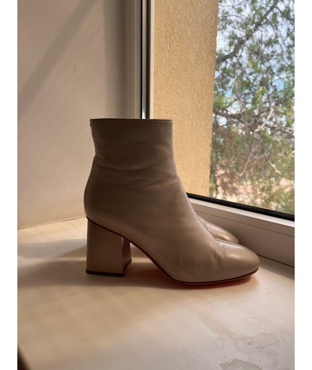 SANTONI Бежевые кожаные ботильоны, фото 8
