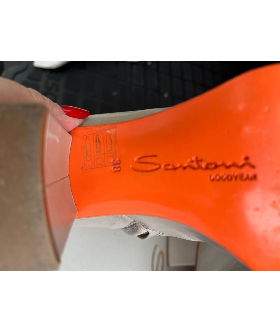 SANTONI Бежевые кожаные ботильоны, фото 2