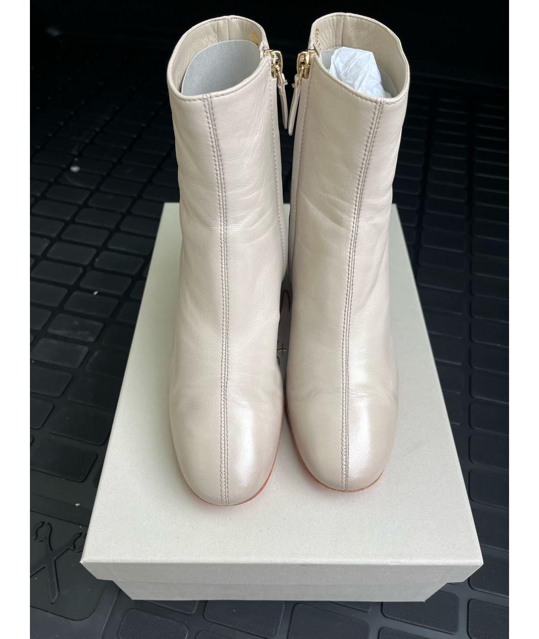 SANTONI Бежевые кожаные ботильоны, фото 5