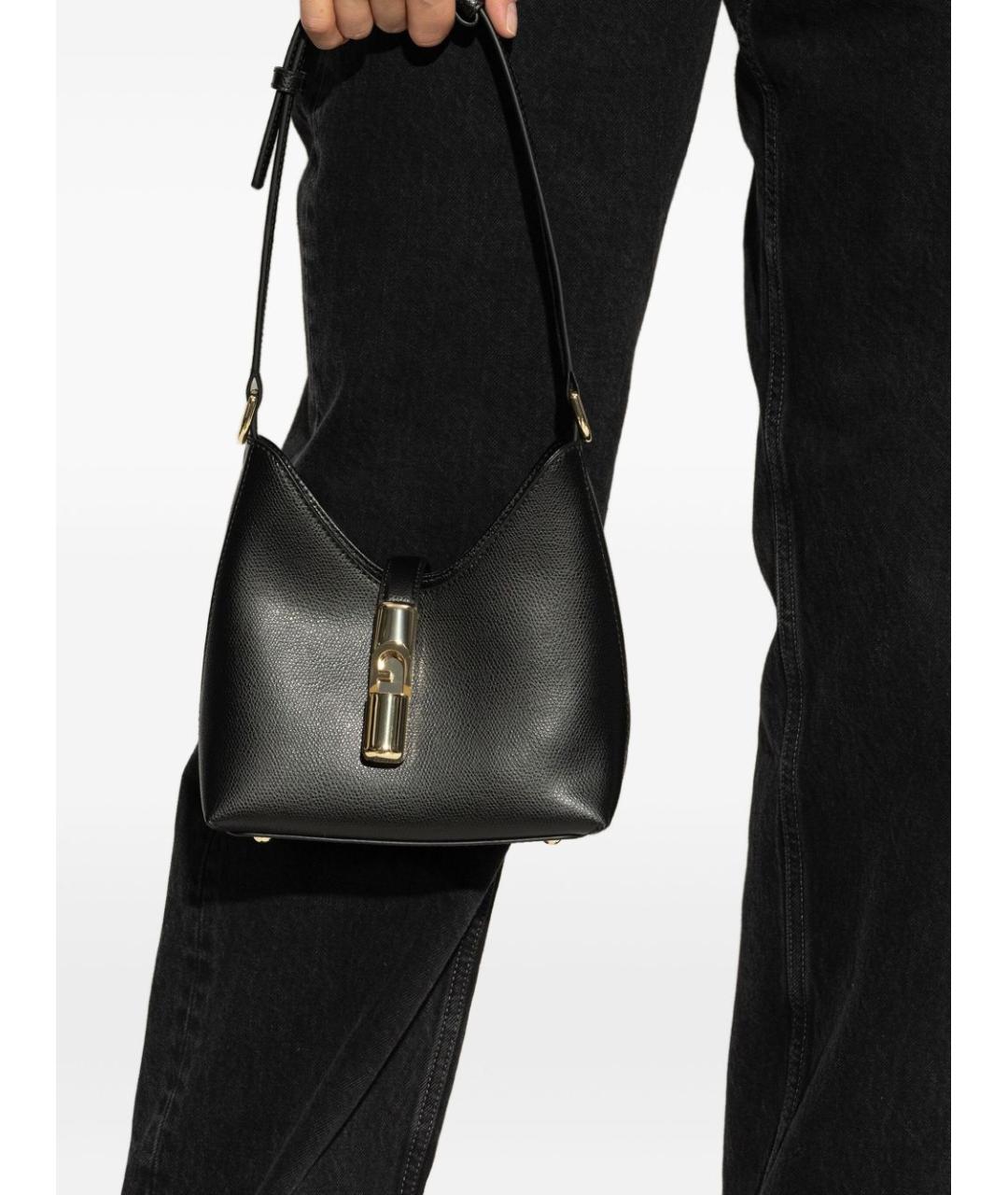 FURLA Черная кожаная сумка через плечо, фото 3