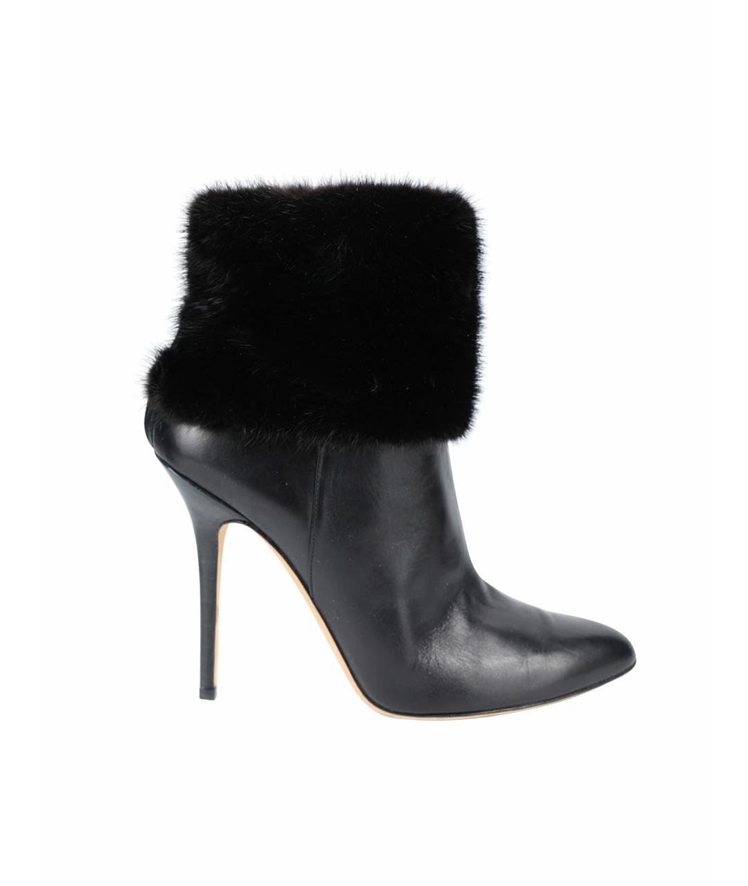 JIMMY CHOO Черные кожаные ботильоны, фото 1