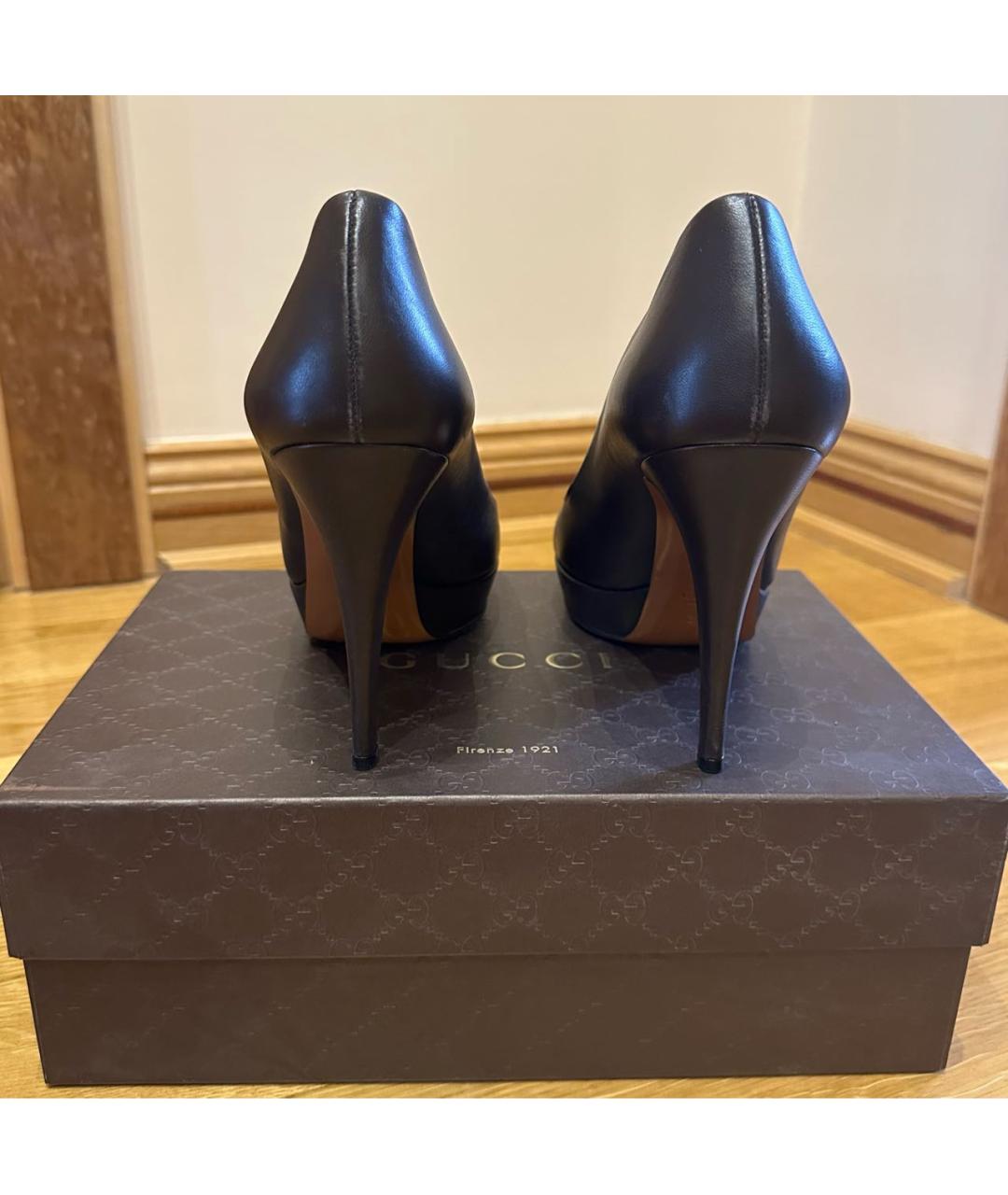 GUCCI Коричневые кожаные туфли, фото 3