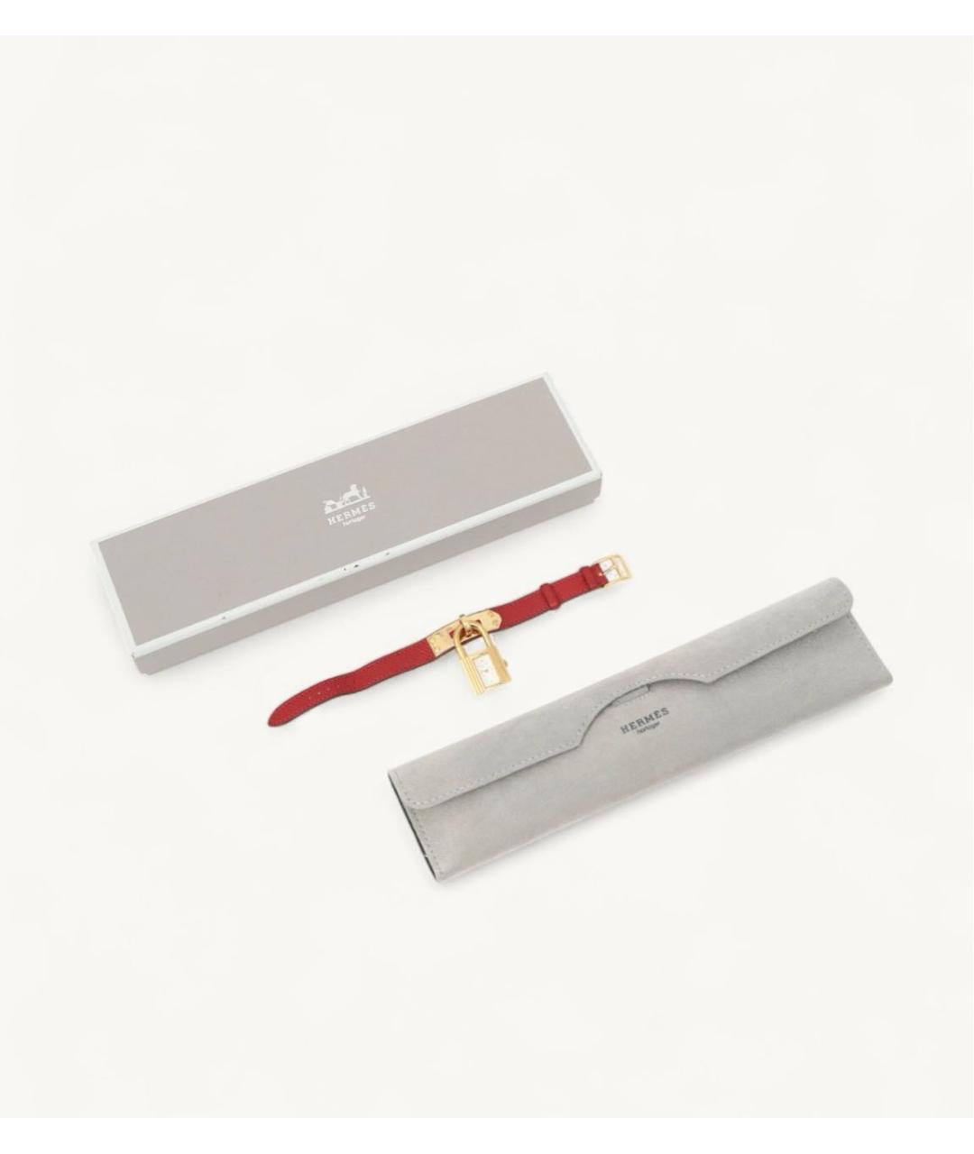 HERMES Красные позолоченные часы, фото 5